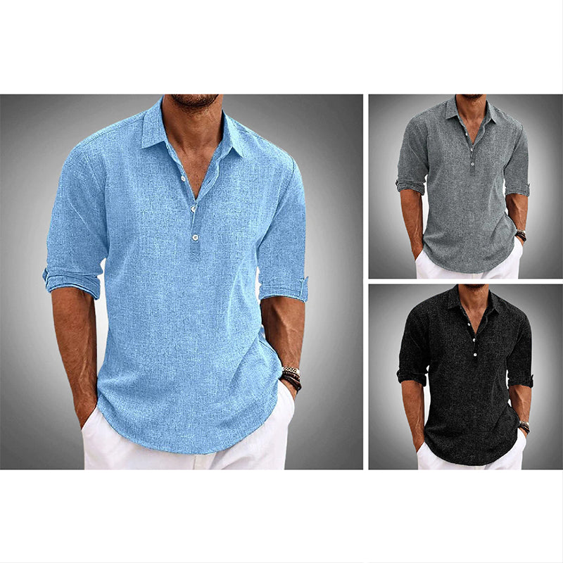 Camicia Uomo Lino Estiva con Mezzo Colletto – Casual