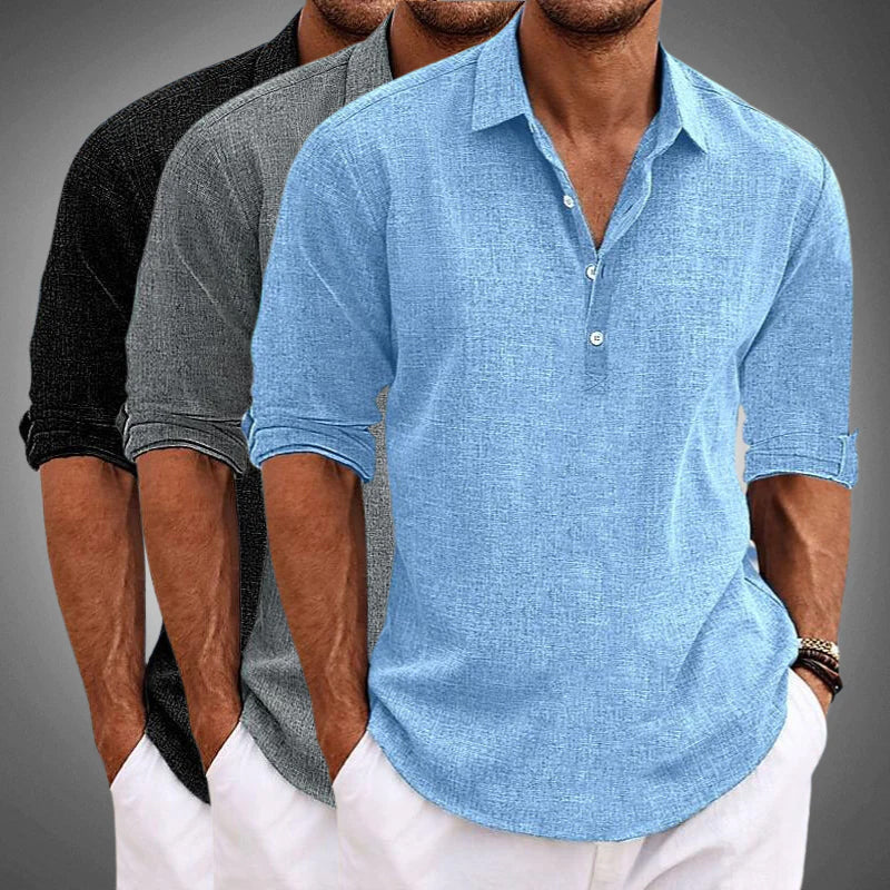 Camicia Uomo Lino Estiva con Mezzo Colletto – Casual