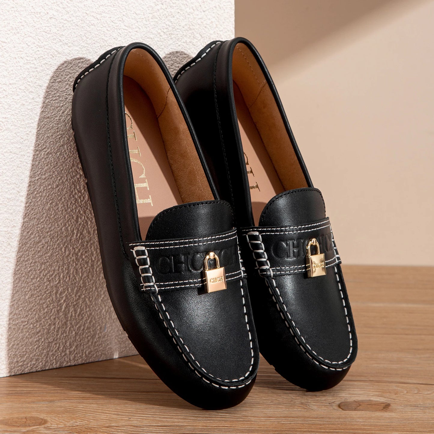 Scarpe da Passeggio Donna in Pelle di Vitello Piatte con Suola Comoda