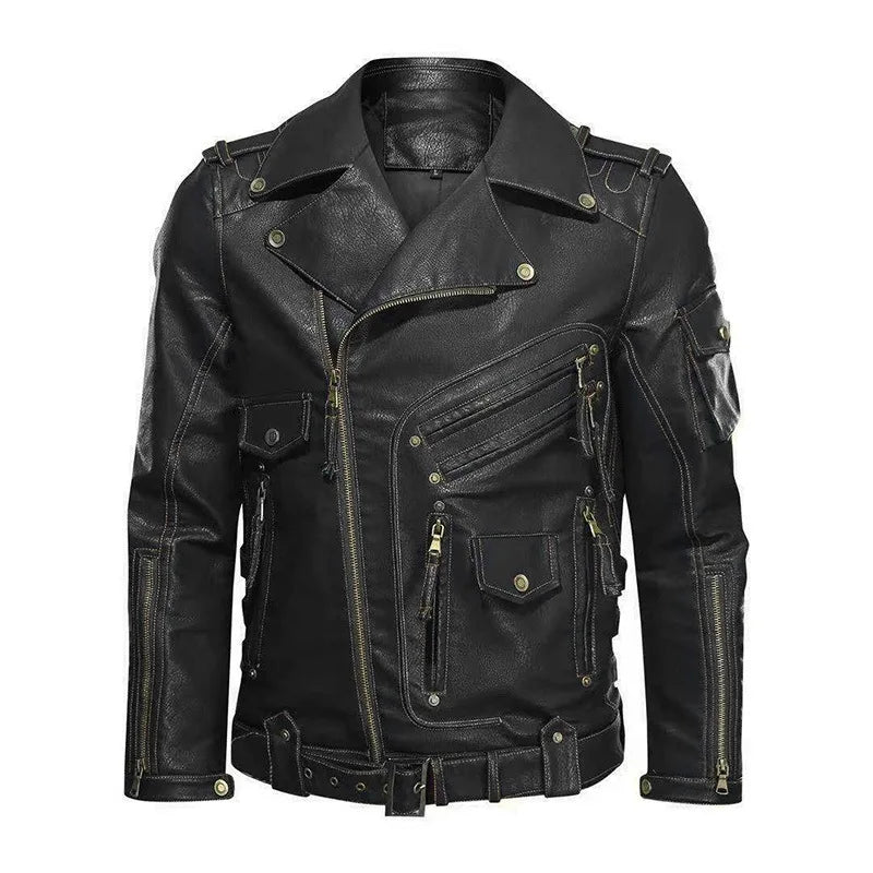 Giacca in PU Uomo Pelle Sintetica Smanicata con Zip Tasche