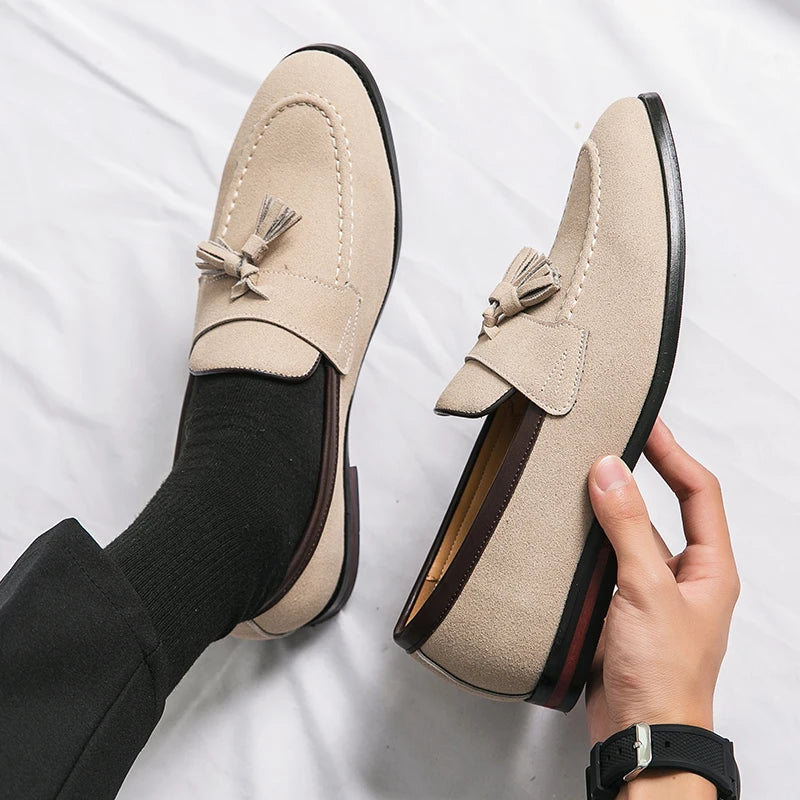 Mocassini Uomo Suede con Frange Casual per Passeggiata