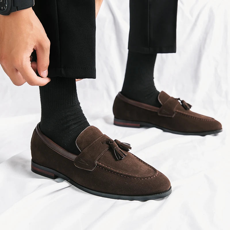 Mocassini Uomo Suede con Frange Casual per Passeggiata