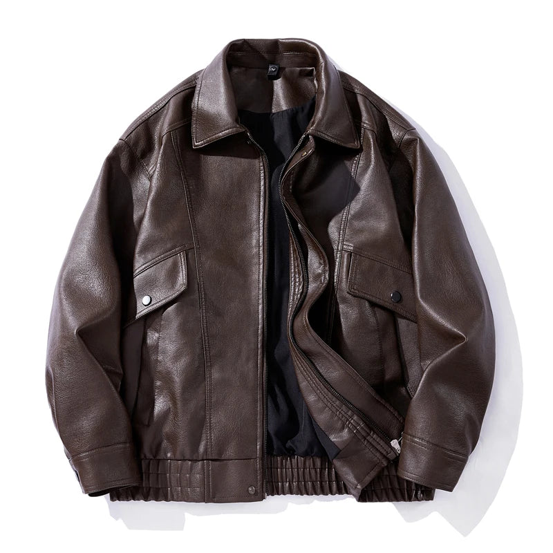 Giacca Bomber Uomo Pelle Smanicato Slim Fit Casual