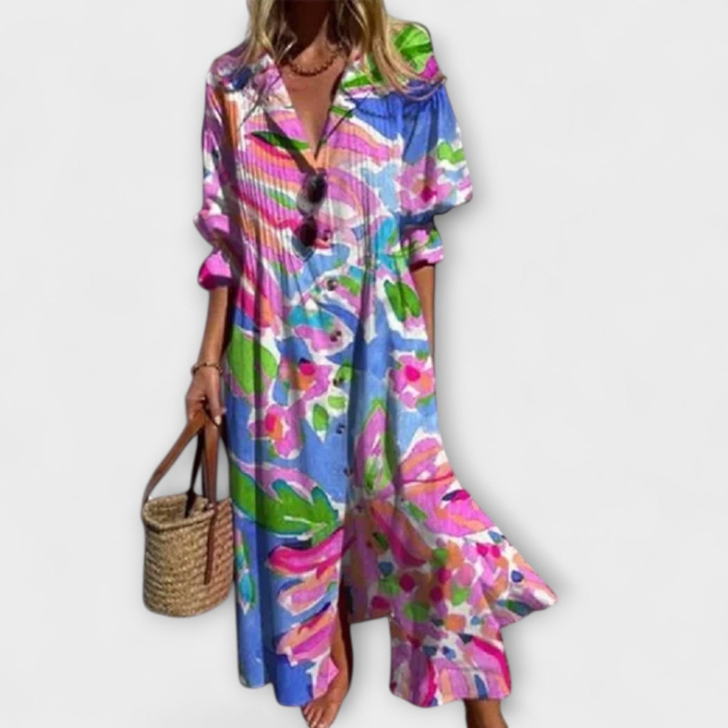 Abito Donna Velluto Smanicato con Copertura Pancia