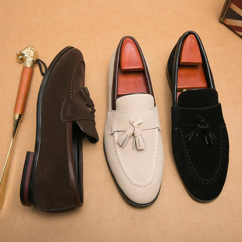 Mocassini Uomo Suede con Frange Casual per Passeggiata