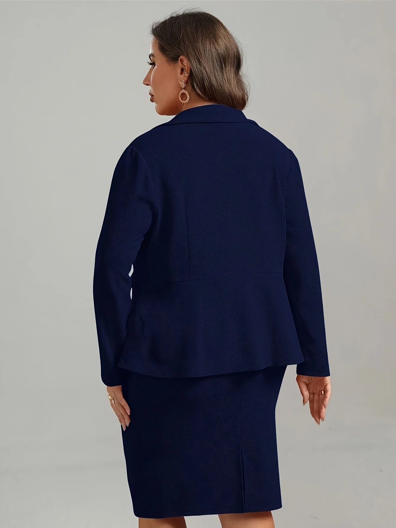 Giacca Elegante Donna Taglie Forti in Velluto con Bottoni – Completo Ufficio 2 Pezzi