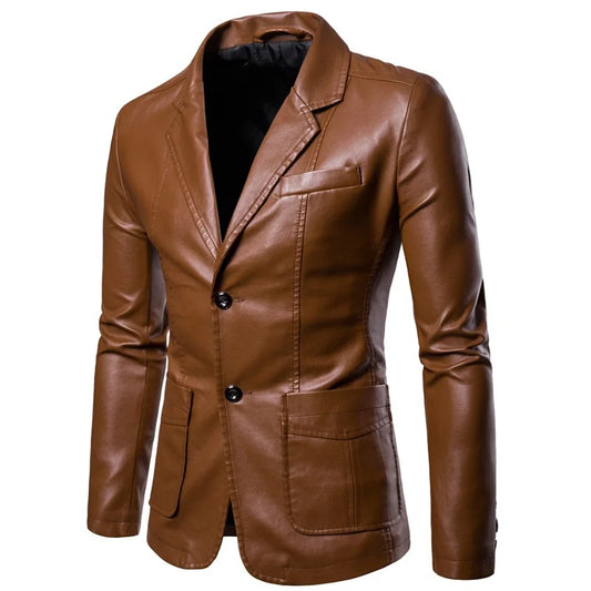 Giacca Uomo Pelle Vintage Slim Fit con Zip e Tasche