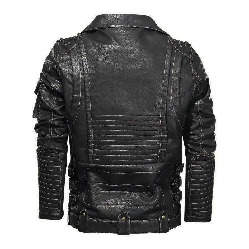 Giacca in PU Uomo Pelle Sintetica Smanicata con Zip Tasche