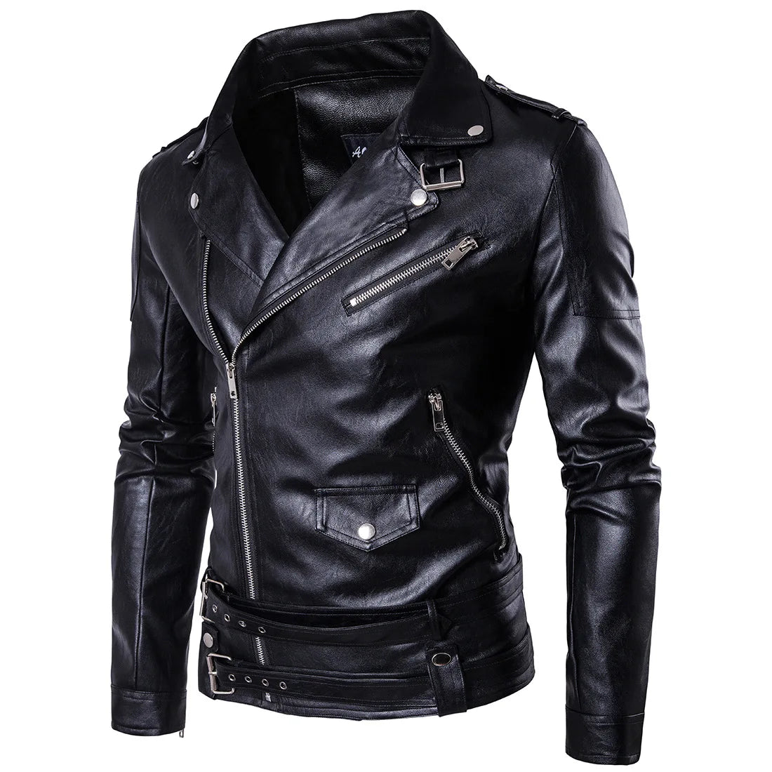 Cappotto Uomo Ecopelle con Zip Smanicato Bomber Fashion Moto Biker Punk
