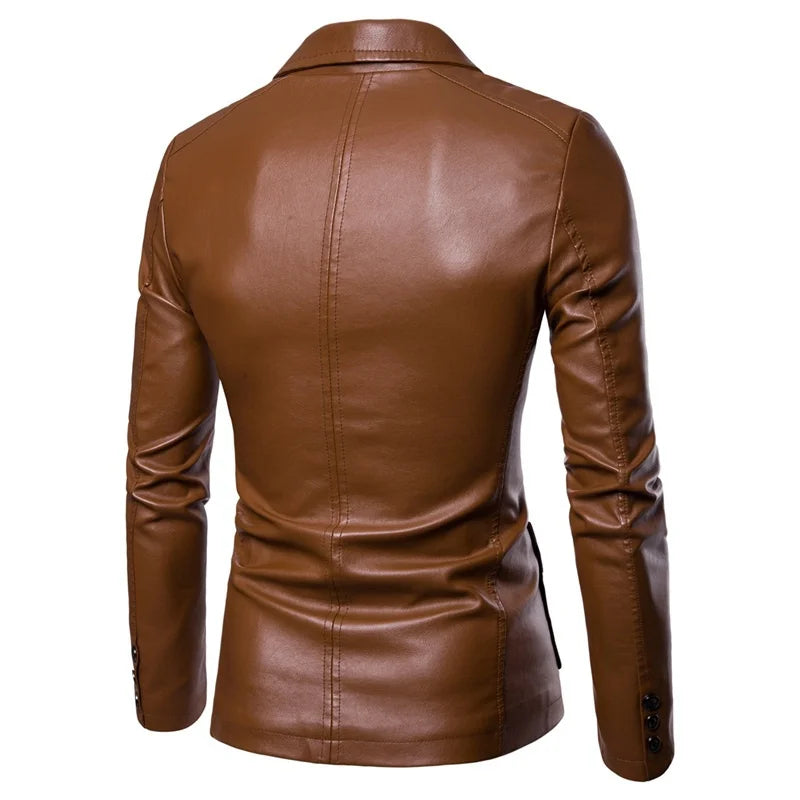 Giacca Uomo Pelle Vintage Slim Fit con Zip e Tasche