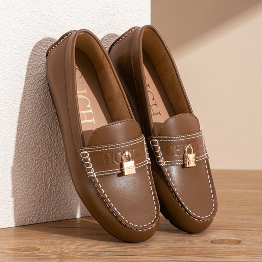 Scarpe da Passeggio Donna in Pelle di Vitello Piatte con Suola Comoda