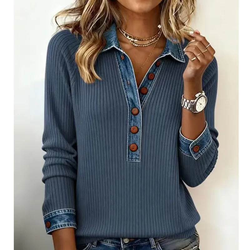 Maglione Donna Knit Patchwork Smanicato Manica Lunga