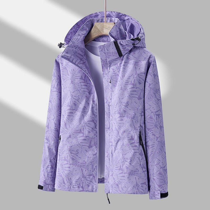 Giacca Donna Antivento Con Cappuccio Rimovibile Coulisse Tasche Con Zip Casual