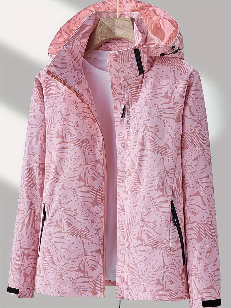 Giacca Donna Antivento Con Cappuccio Rimovibile Coulisse Tasche Con Zip Casual