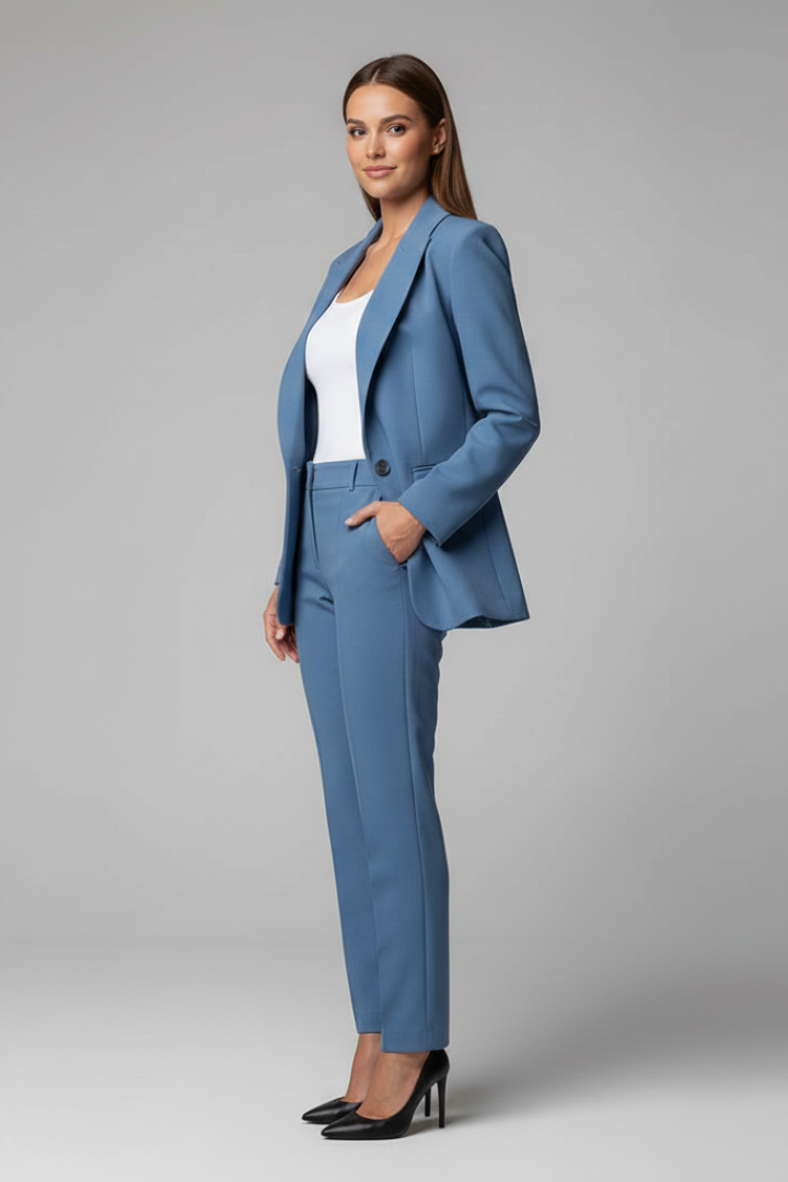 Blazer Donna con Giacca e Pantaloni Slim Fit – Elegante