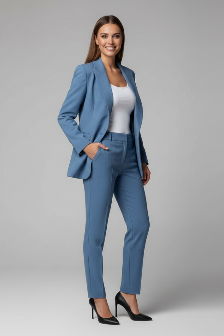 Blazer Donna con Giacca e Pantaloni Slim Fit – Elegante