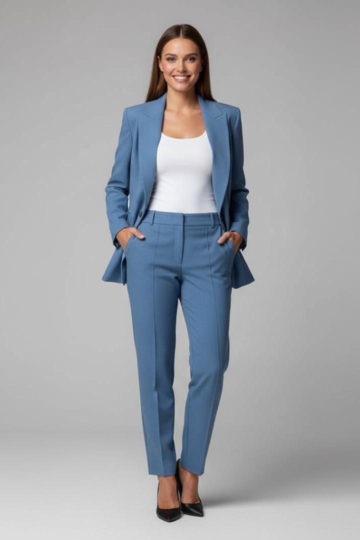 Blazer Donna con Giacca e Pantaloni Slim Fit – Elegante