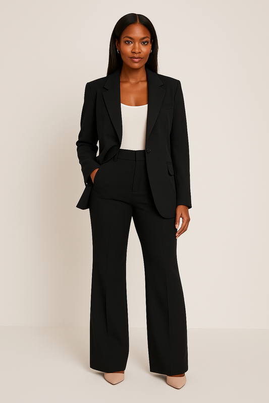 Completo Donna Elegante in Tessuto con Blazer e Pantaloni Slim Fit