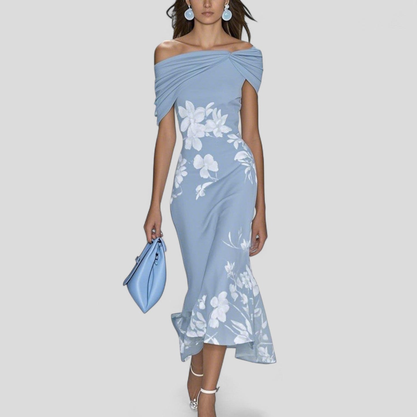 Abito Donna Elegante Midi Velluto Smanicato con Scollo a V – Cerimonia