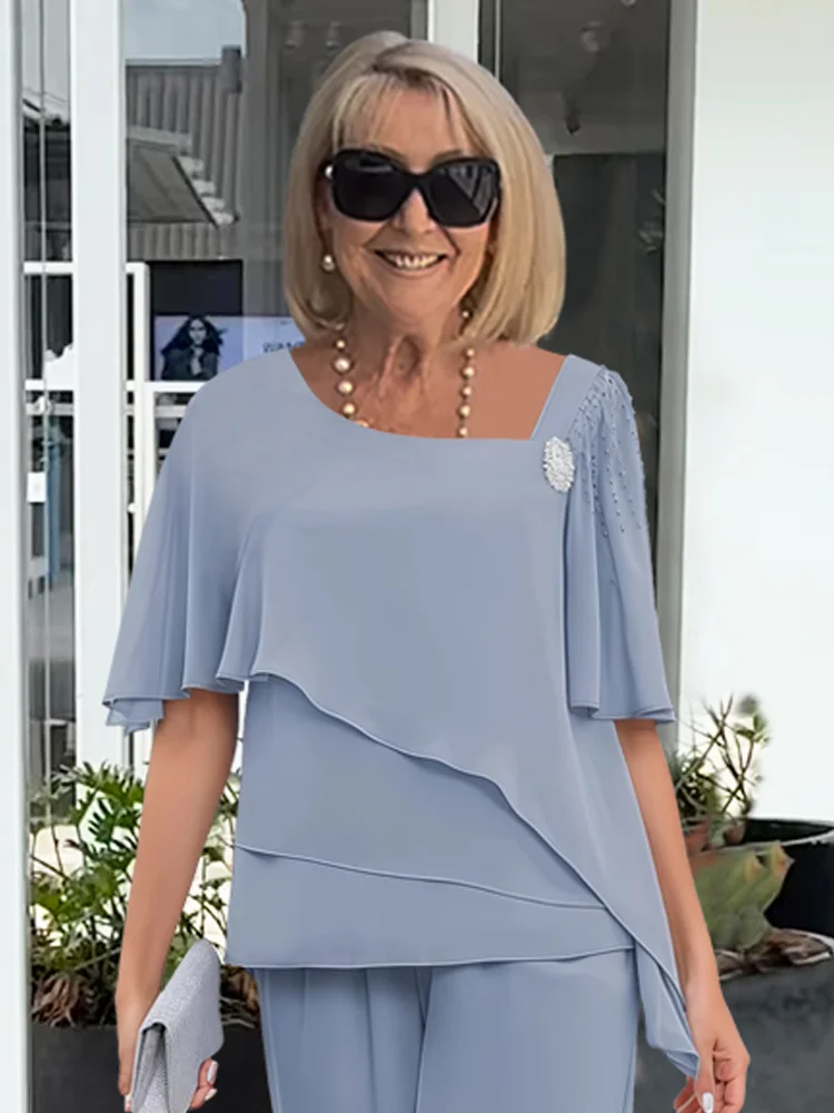 Set 2 Pezzi Donna Elegante e Formale Velluto Smanicato con Bottoni