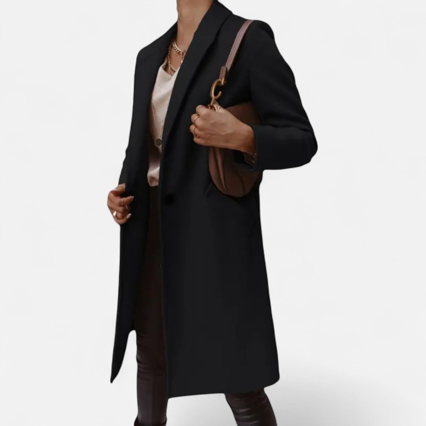 Cappotto Donna Classico Lungo con Rever Lusso