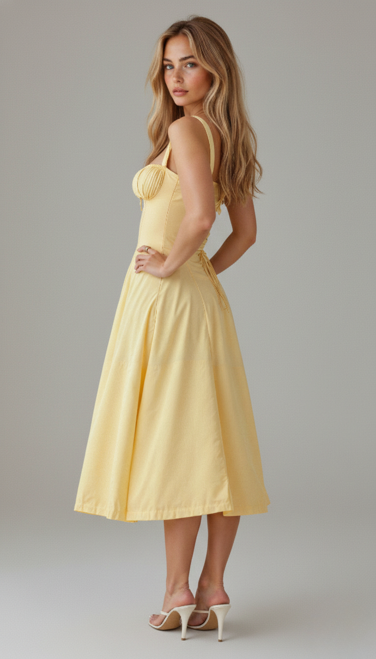 Abito Donna Midi Velluto Smanicato Slim Fit – Elegante