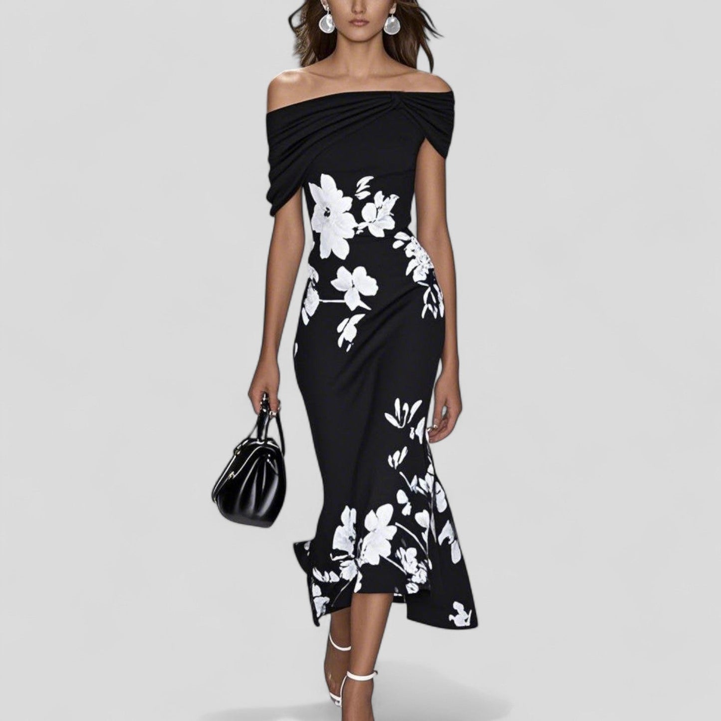 Abito Donna Elegante Midi Velluto Smanicato con Scollo a V – Cerimonia