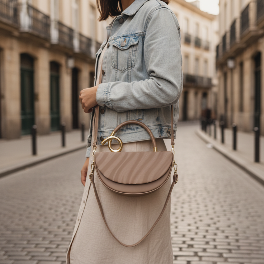 Borsa a Mano Donna con Manico Oro