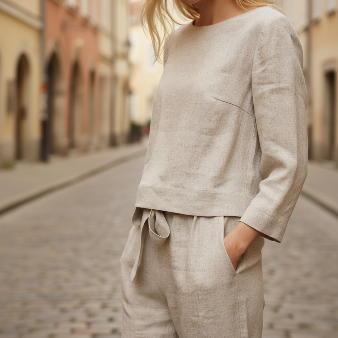 Completo Donna Pantaloni e Maglia Misto Tessuto