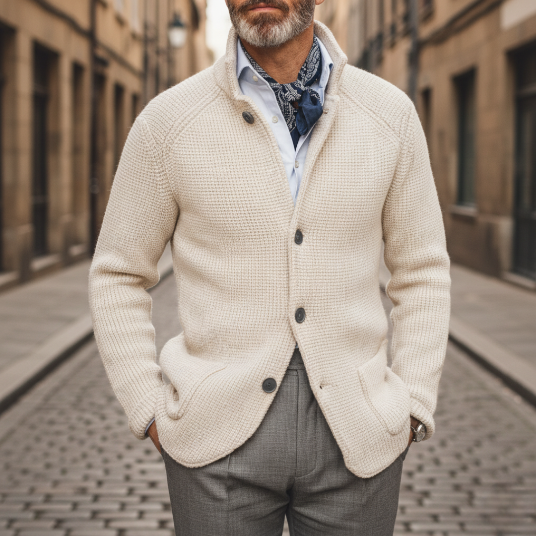 Cardigan da Uomo in Cotone Invernale con Bottoni