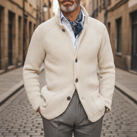 Cardigan da Uomo in Cotone Invernale con Bottoni