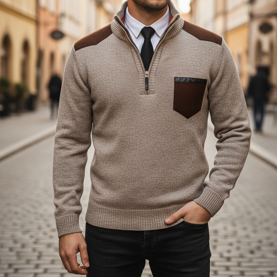 Maglione Uomo Mezza Zip in Misto Morbido