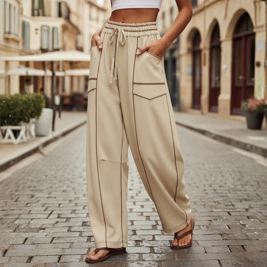 Pantaloni Jogger Donna Modello Barrel a Gamba Larga