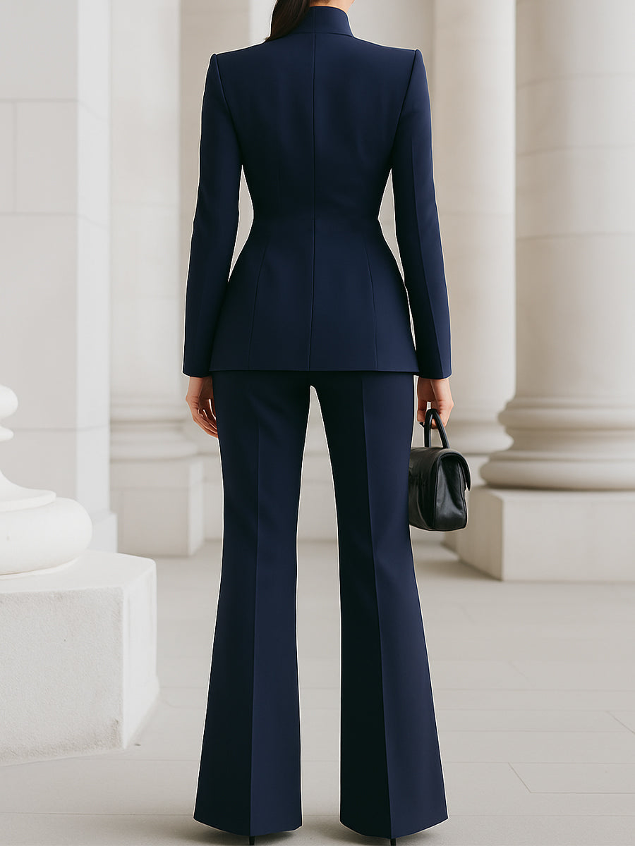 Blazer e Pantaloni Donna Elegante Slim Fit con Bottoni