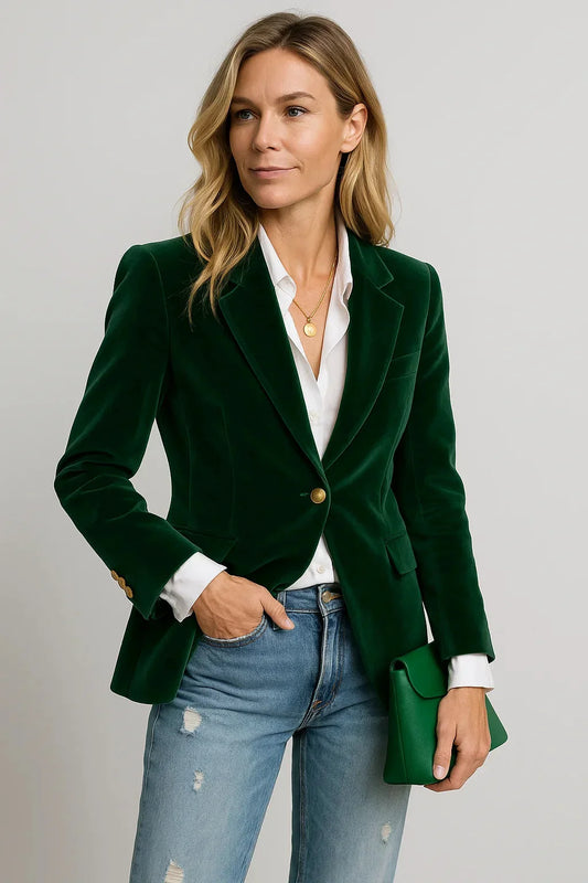 Blazer Donna Velluto Slim Fit con Bottoni – Elegante