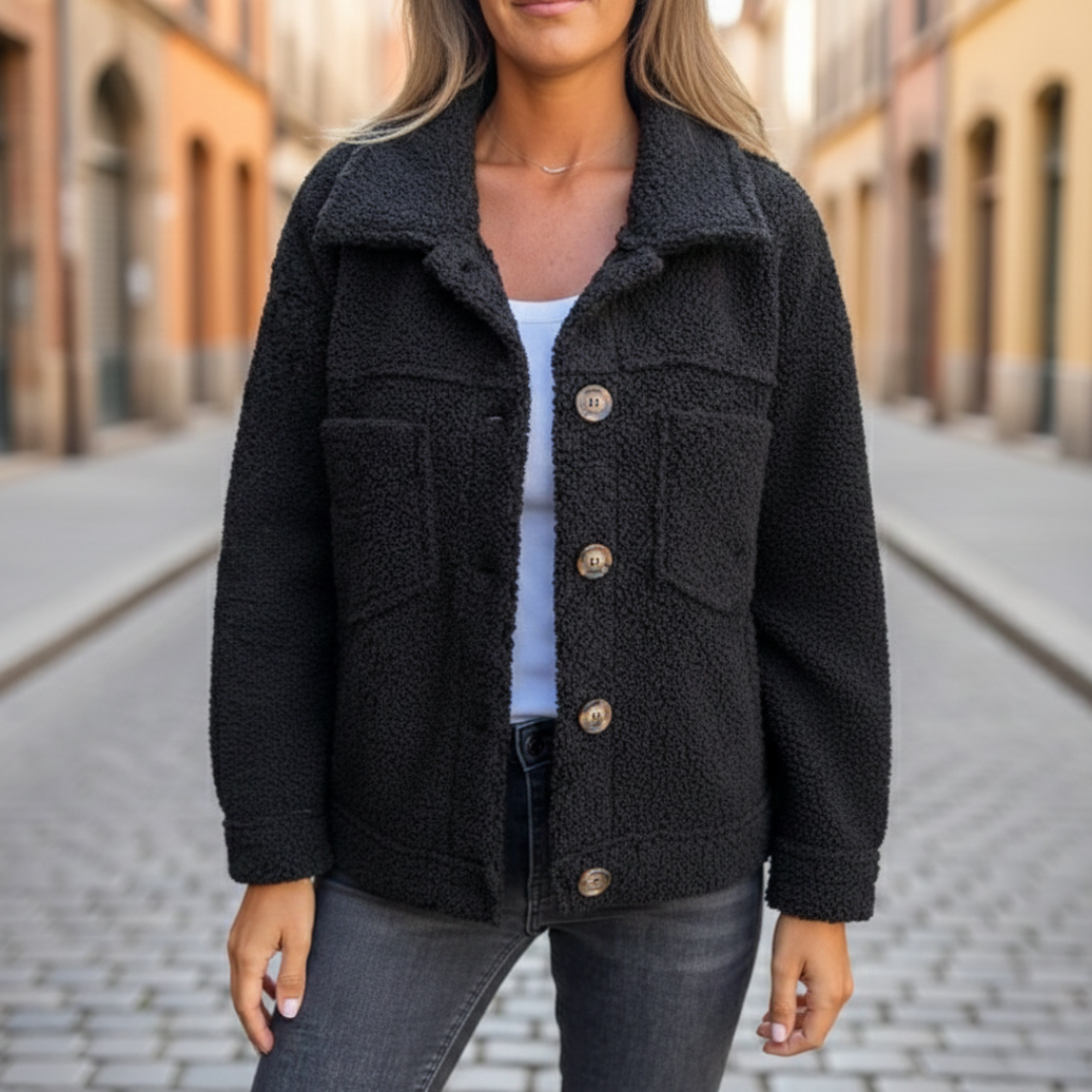Giacca Autunnale Elegante in Tessuto Teddy Donna