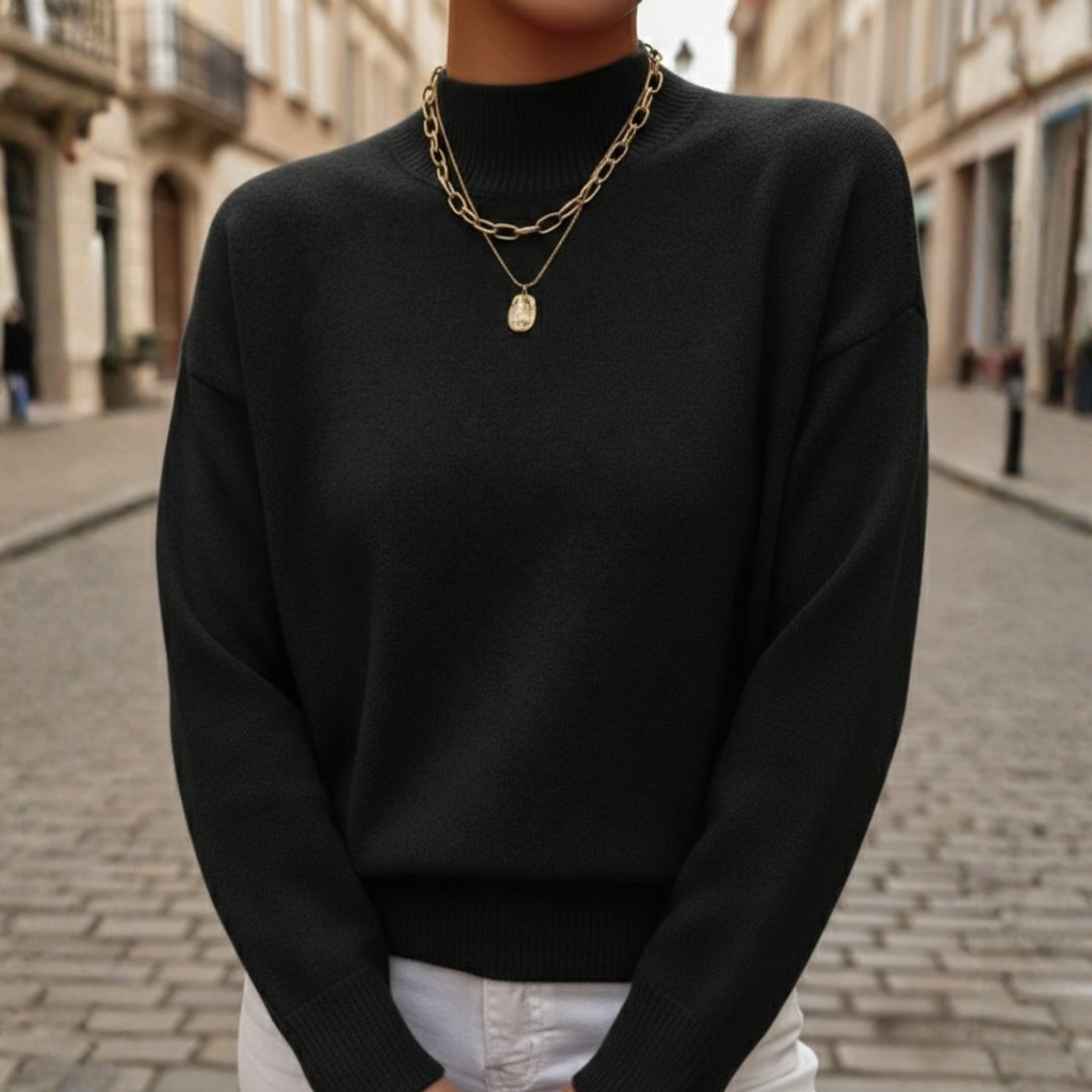Maglione Donna a Collo Alto Latte