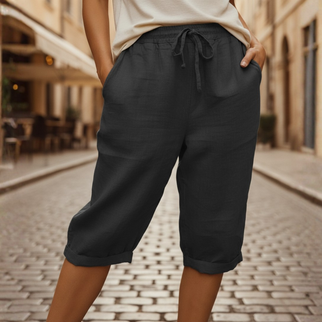 Pantaloncini con Coulisse in Misto Lino Donna