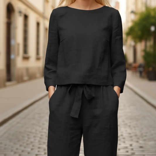 Completo Donna Pantaloni e Maglia Misto Tessuto
