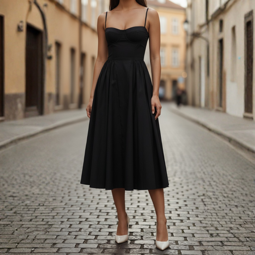 Abito Midi Donna a Tubino con Corpetto a Corsetto