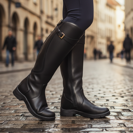 Stivali donna similpelle ginocchio zip
