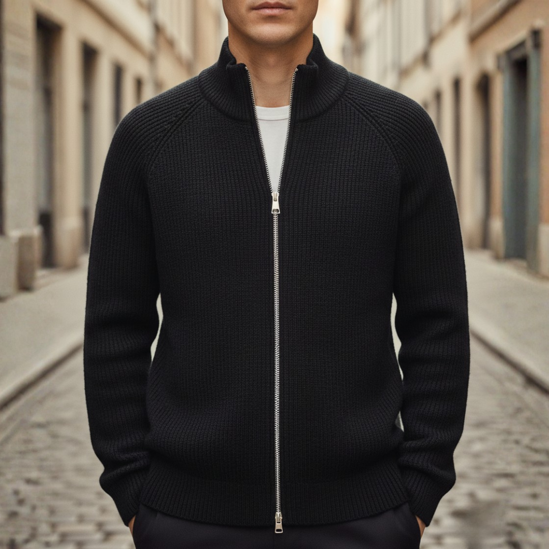Cardigan Uomo in Filato Morbido con Zip Intera