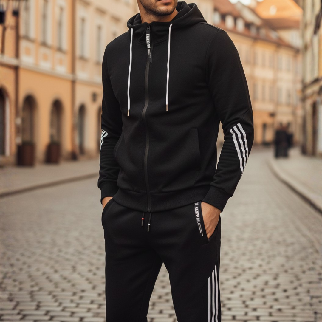 Tuta Uomo Sportiva con Zip in Misto Fibre