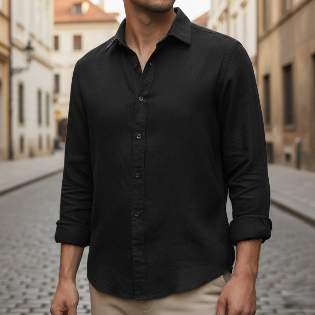 Camicia Uomo Casual Tessuto Misto