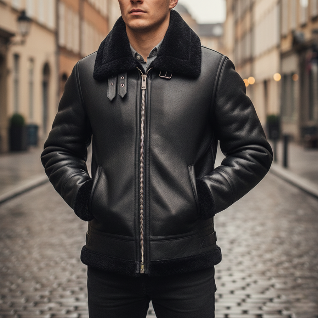 Giacca Aviatore Uomo Similpelle con Interno Sherpa