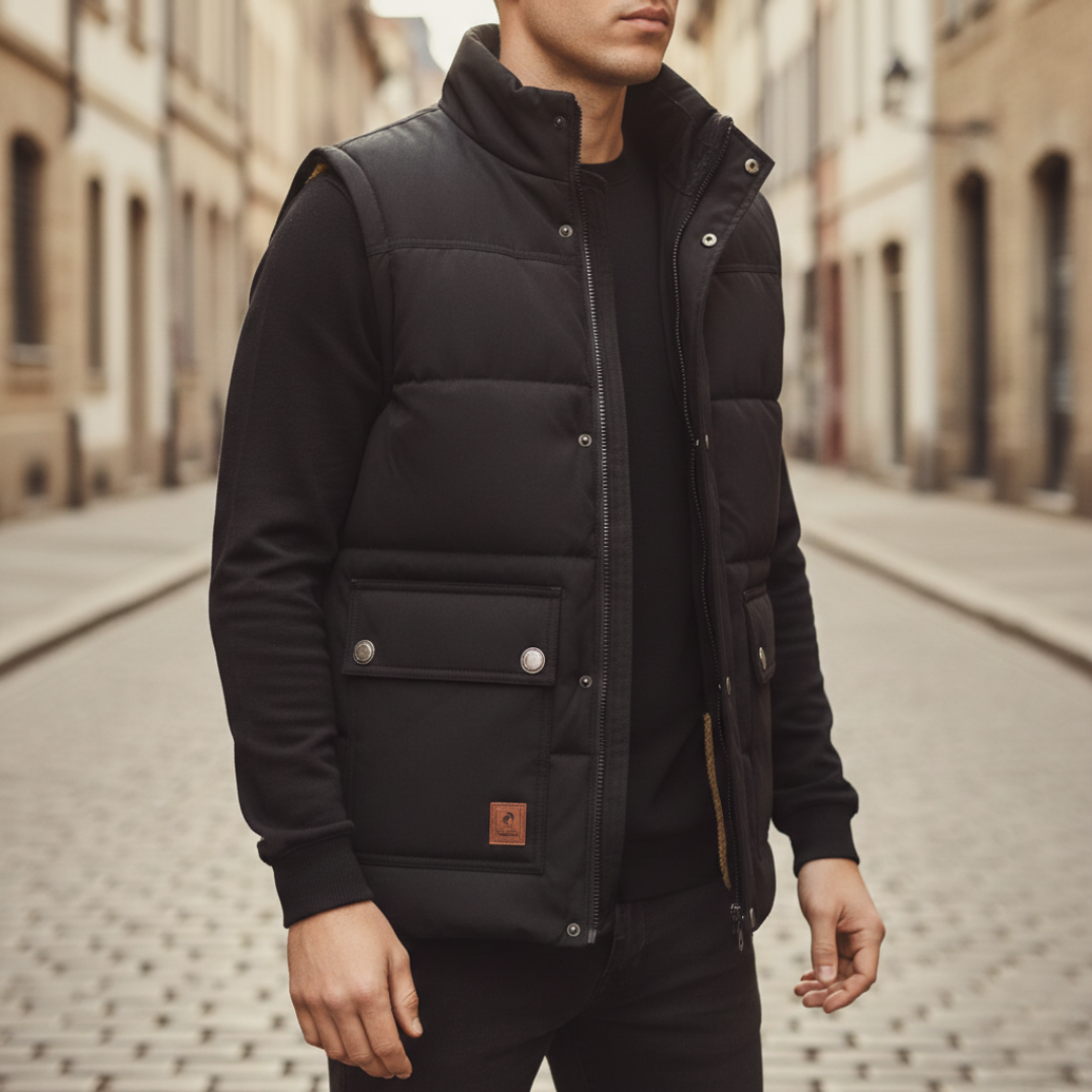 Gilet Imbottito Uomo Senza Maniche con Fodera Sherpa