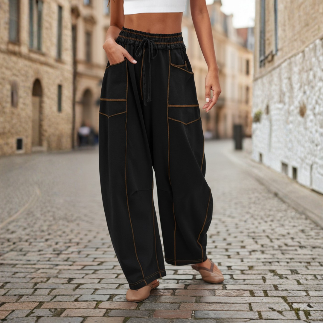 Pantaloni Jogger Donna Modello Barrel a Gamba Larga