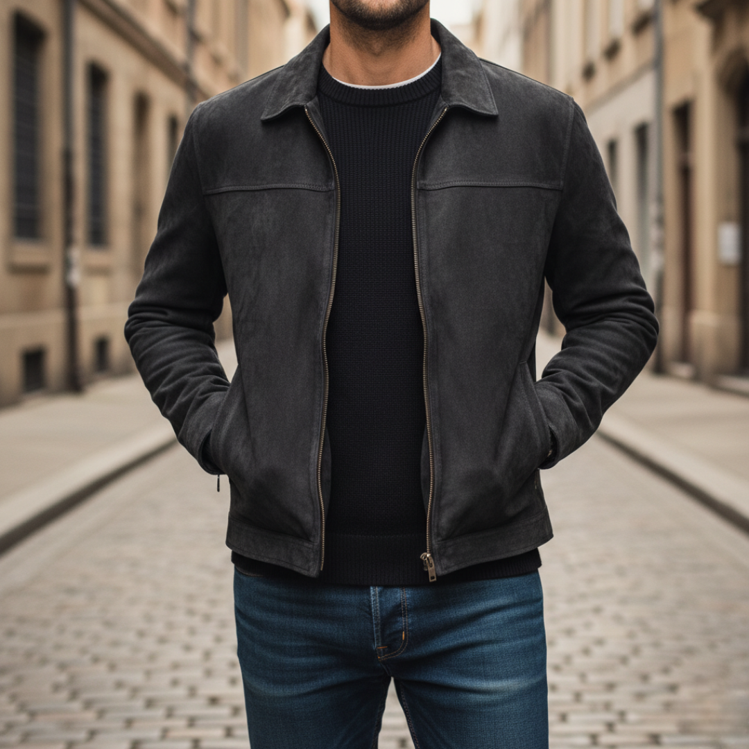 Giacca Uomo in Pelle Sintetica con Zip