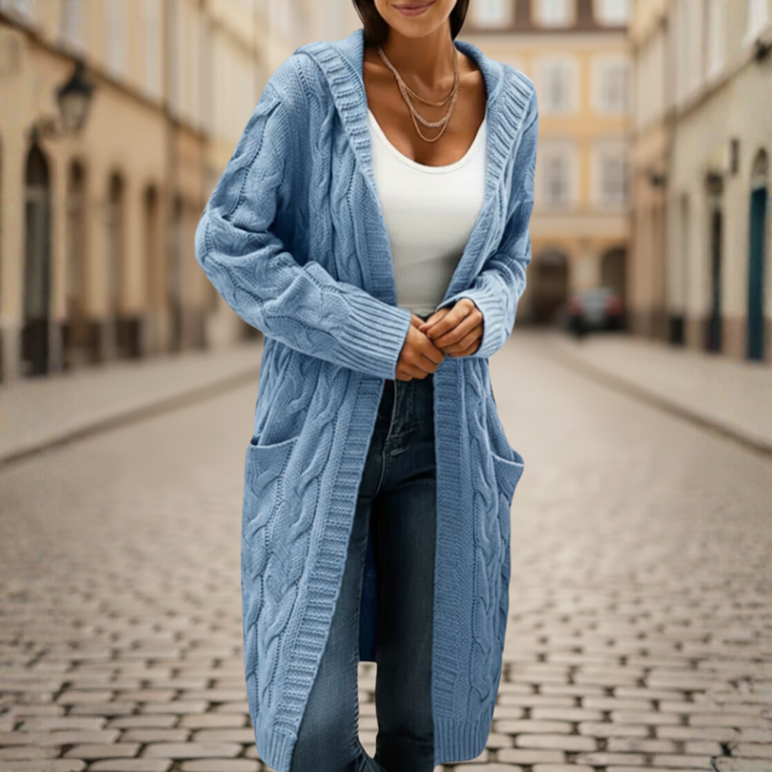 Cardigan Donna Lungo Con Tasche