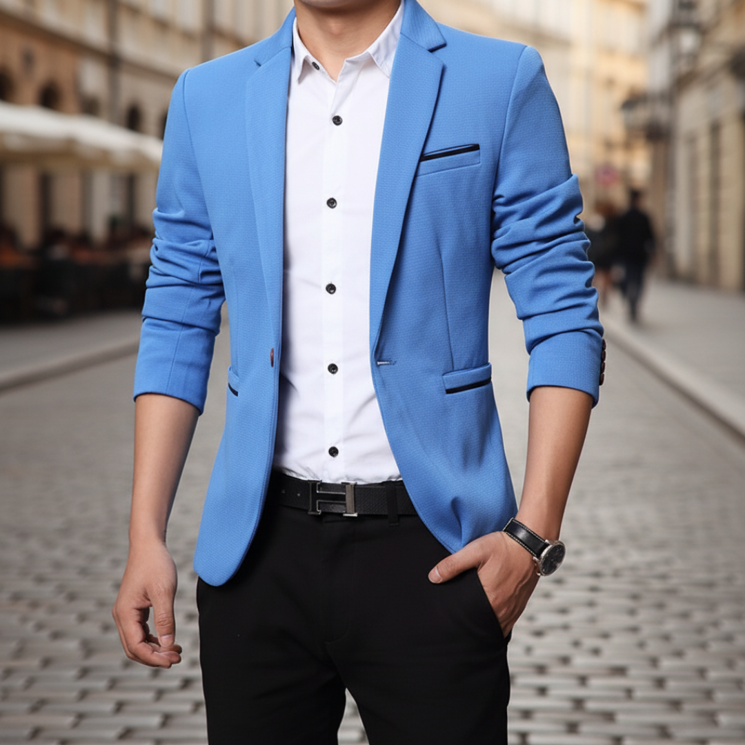 Blazer Uomo Slim Fit Formale Azzurro